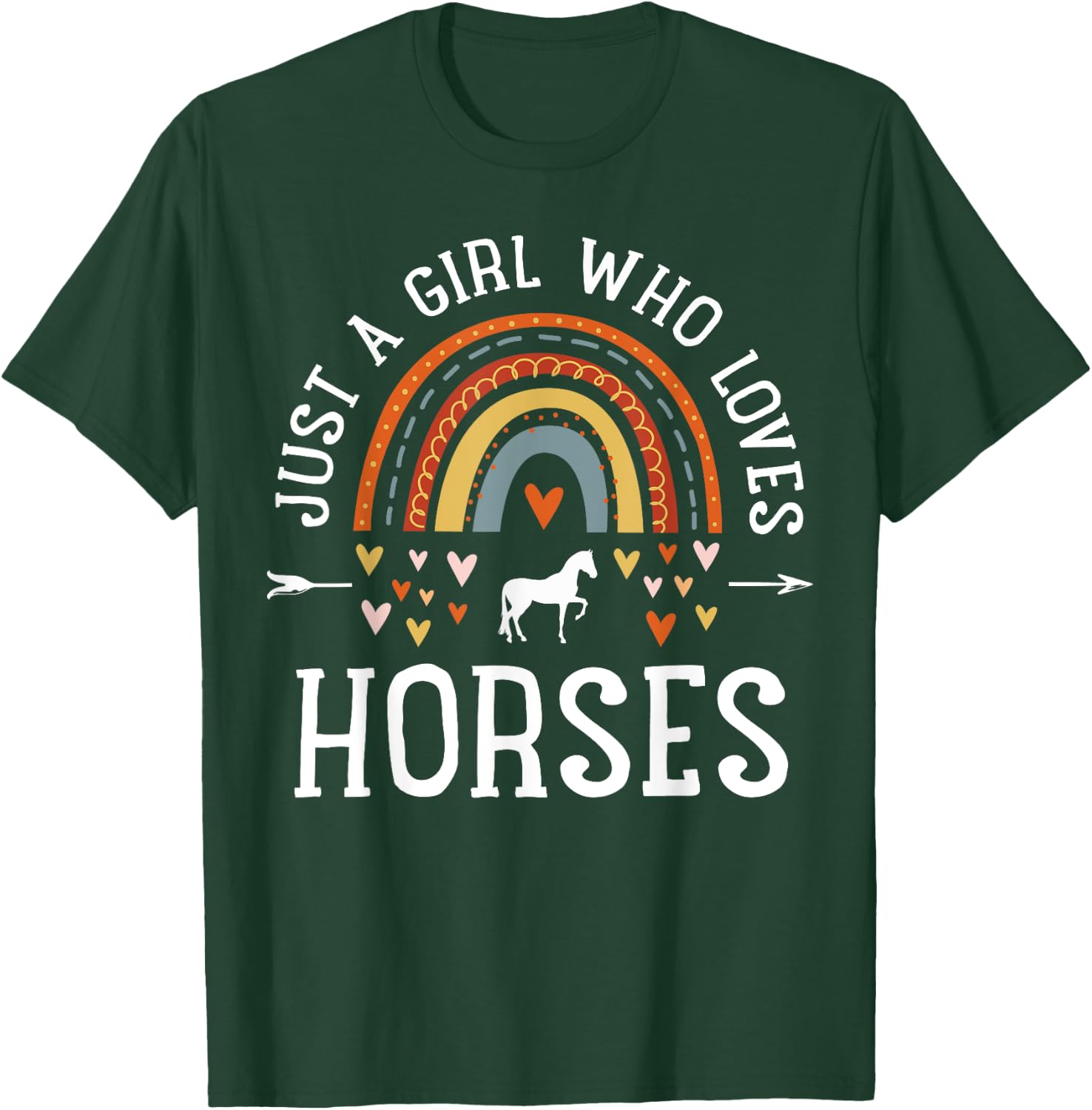 Just A Girl Who Loves Horses Rainbow Gifts For Horse Lover T-Shirt - T-Shirt | Forest