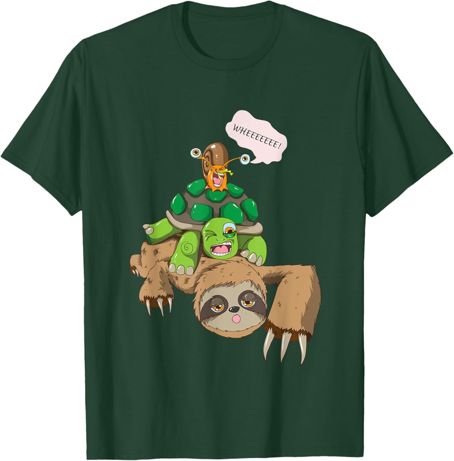 Sloth turtle snails motif animal lover Wheeee T-Shirt - T-Shirt | Forest