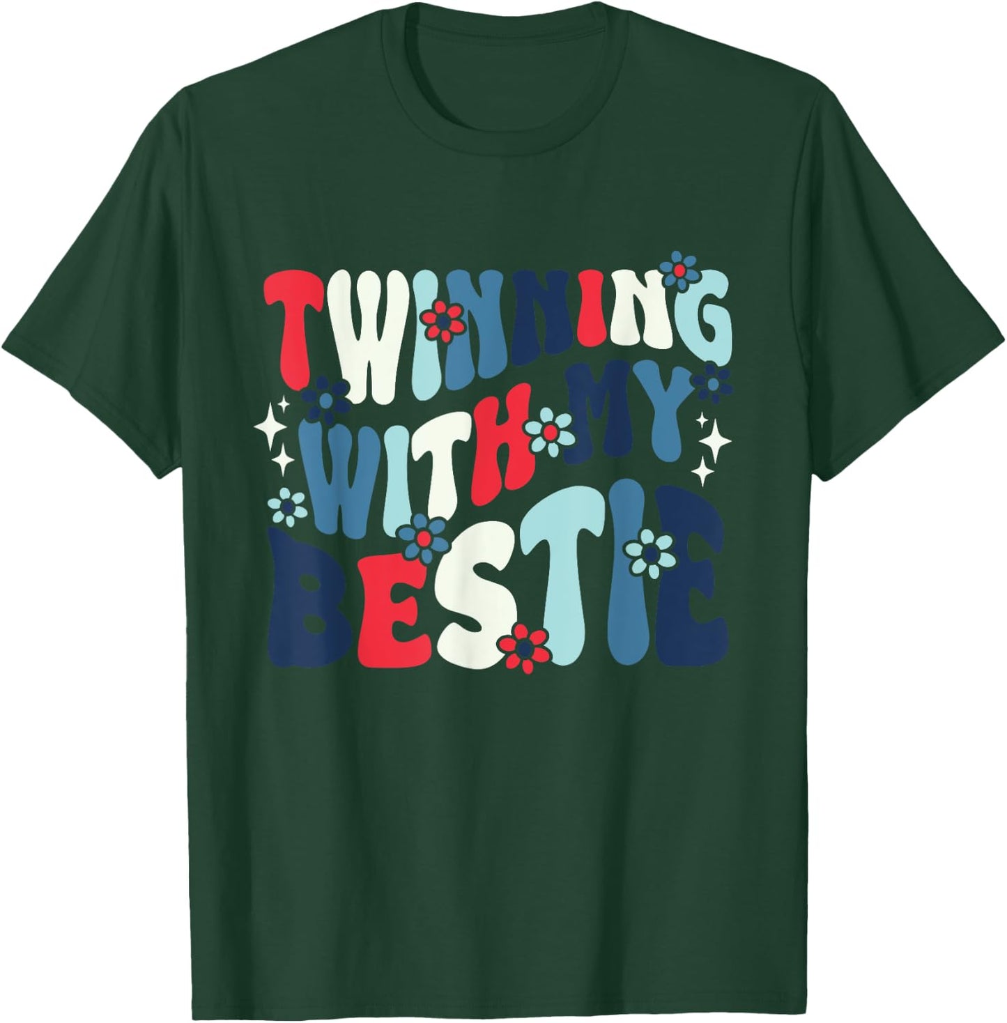 Retro Twins Day Twinning With My Bestie Friend Matching Twin T-Shirt - T-Shirt | Forest