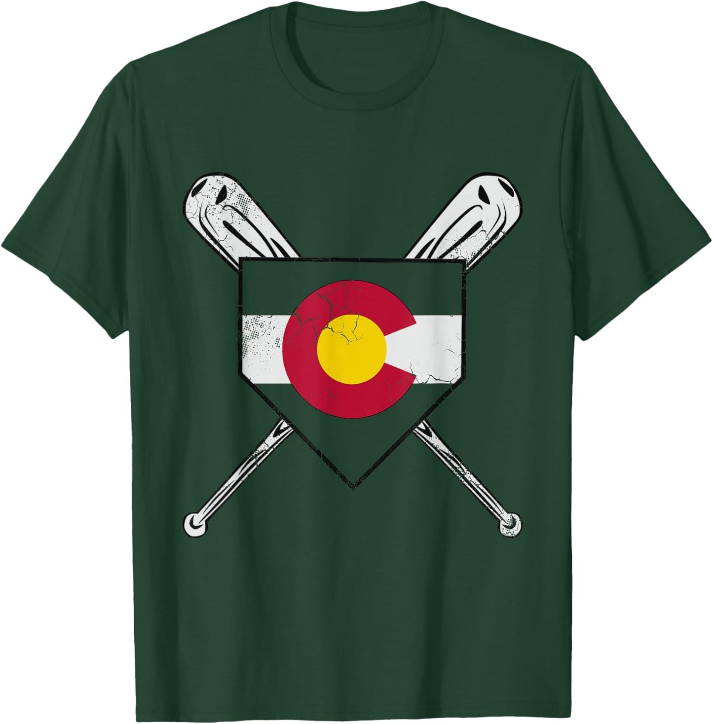 Colorado Flag Baseball Home Team Player Coach Mom Dad T-Shirt - T-Shirt | Forest