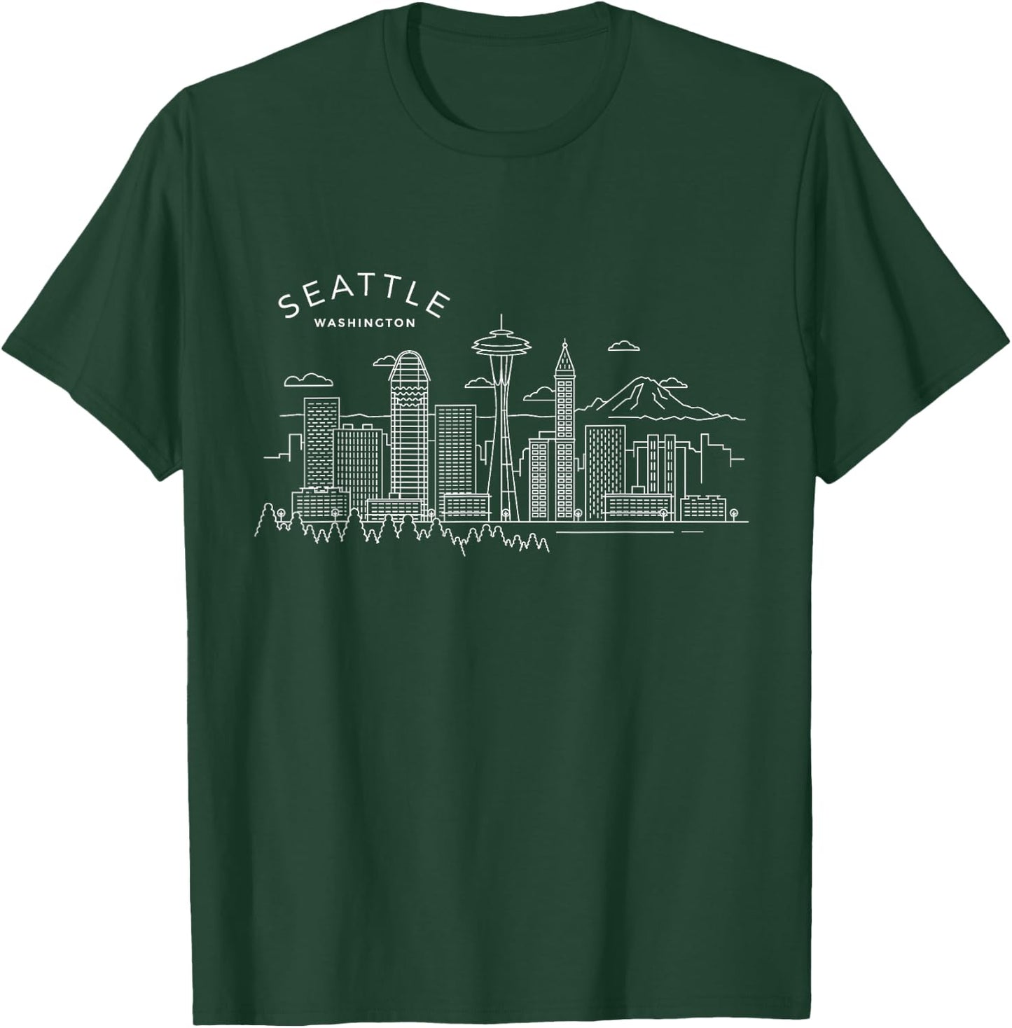Seattle Skyline Vintage Seattle Washington T-Shirt - T-Shirt | Forest