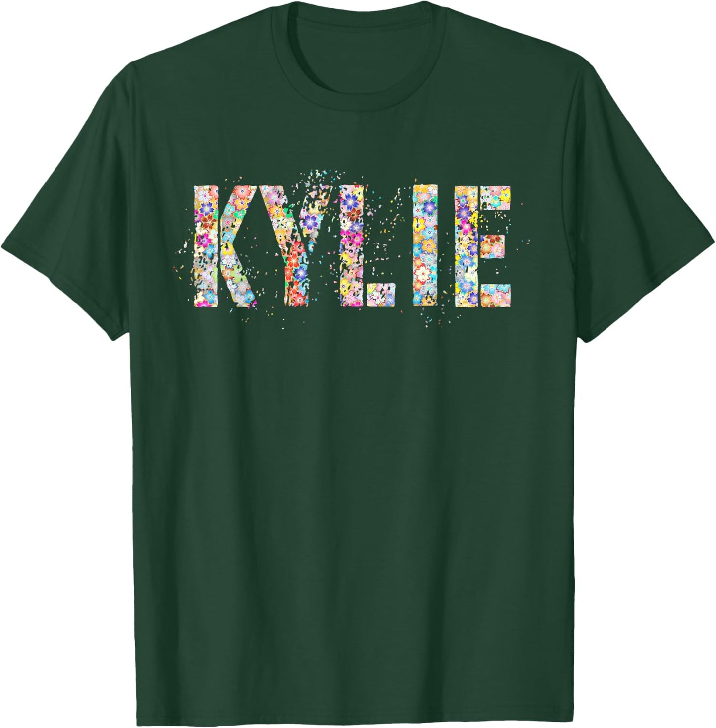 First Name KYLIE Flowery Girl Custom Flowers Birthday T-Shirt - T-Shirt | Forest