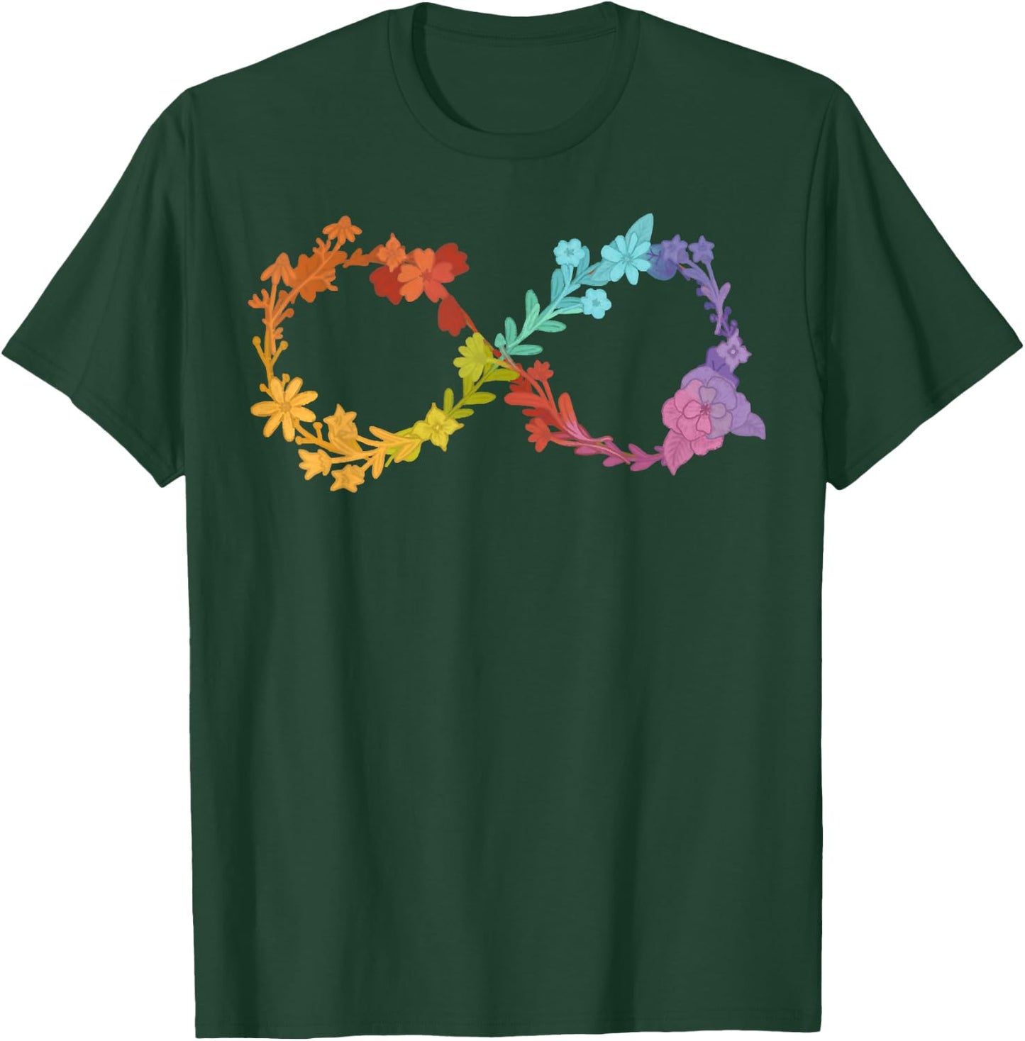 Floral Neurodiversity Infinity Symbol Autism Awareness T-Shirt - T-Shirt | Forest