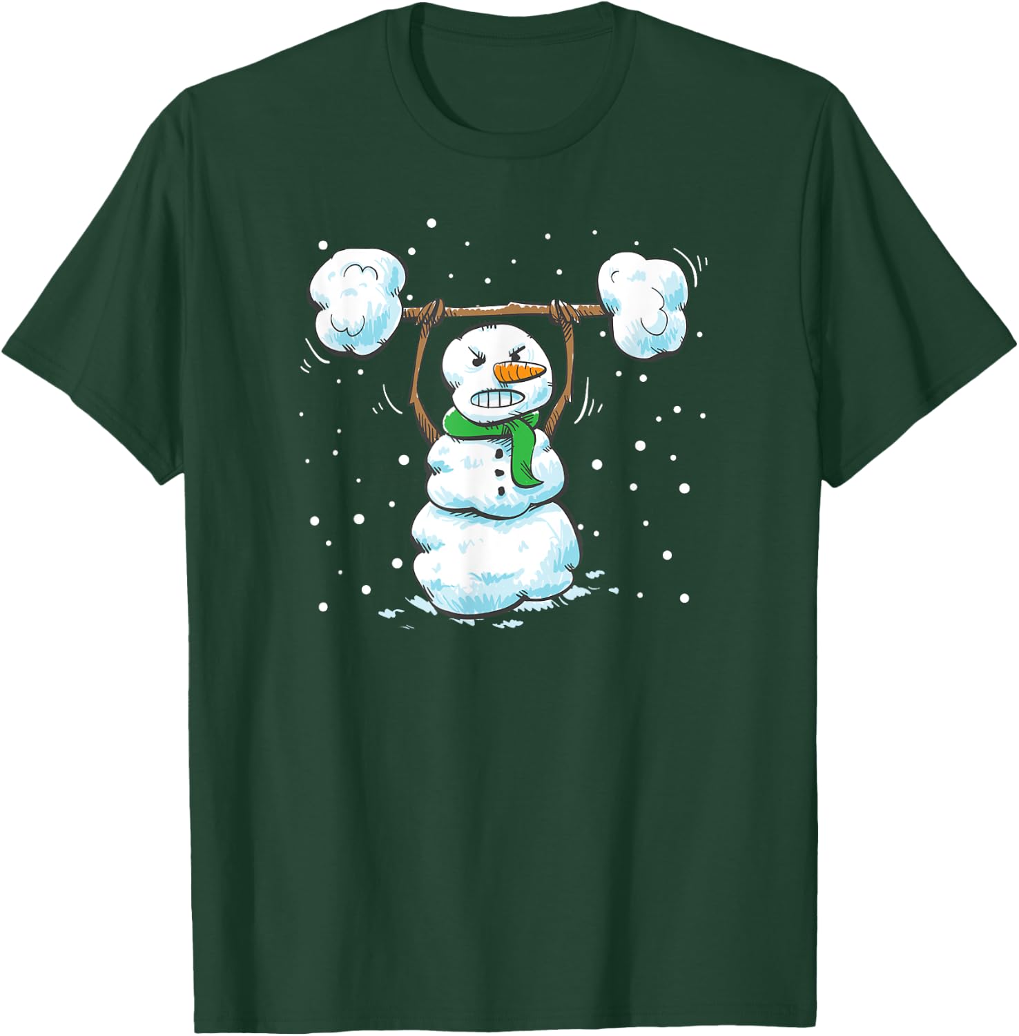 Christmas Weightlifting Snowman Shirt Funny Snowman Gym T-Shirt - T-Shirt | Forest