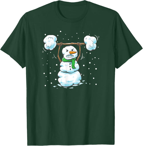 Christmas Weightlifting Snowman Shirt Funny Snowman Gym