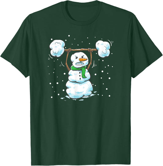 Christmas Weightlifting Snowman Shirt Funny Snowman Gym T-Shirt - T-Shirt | Forest