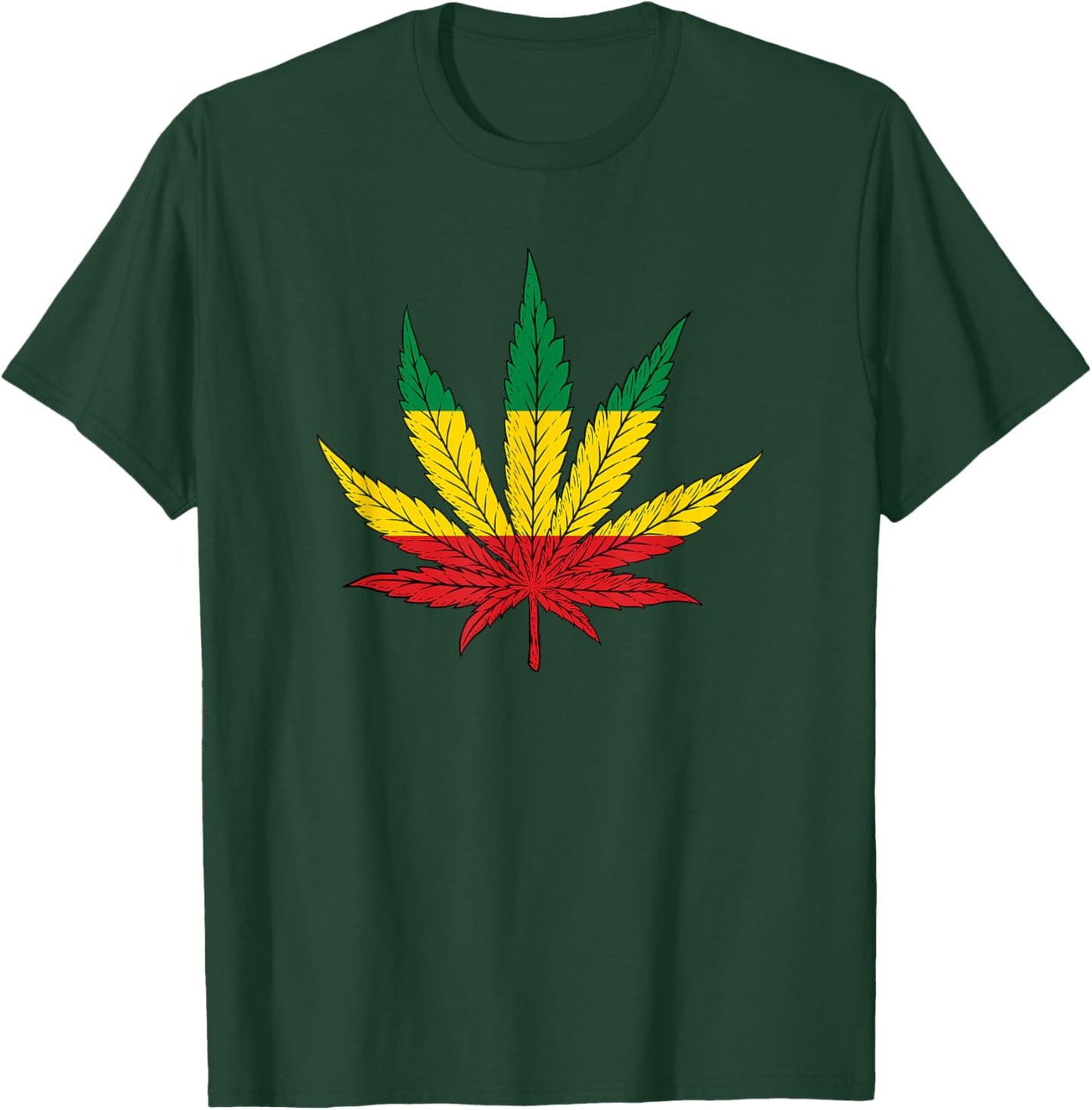 Rastafari Reggae Music Weed Leaf T-Shirt - T-Shirt | Forest