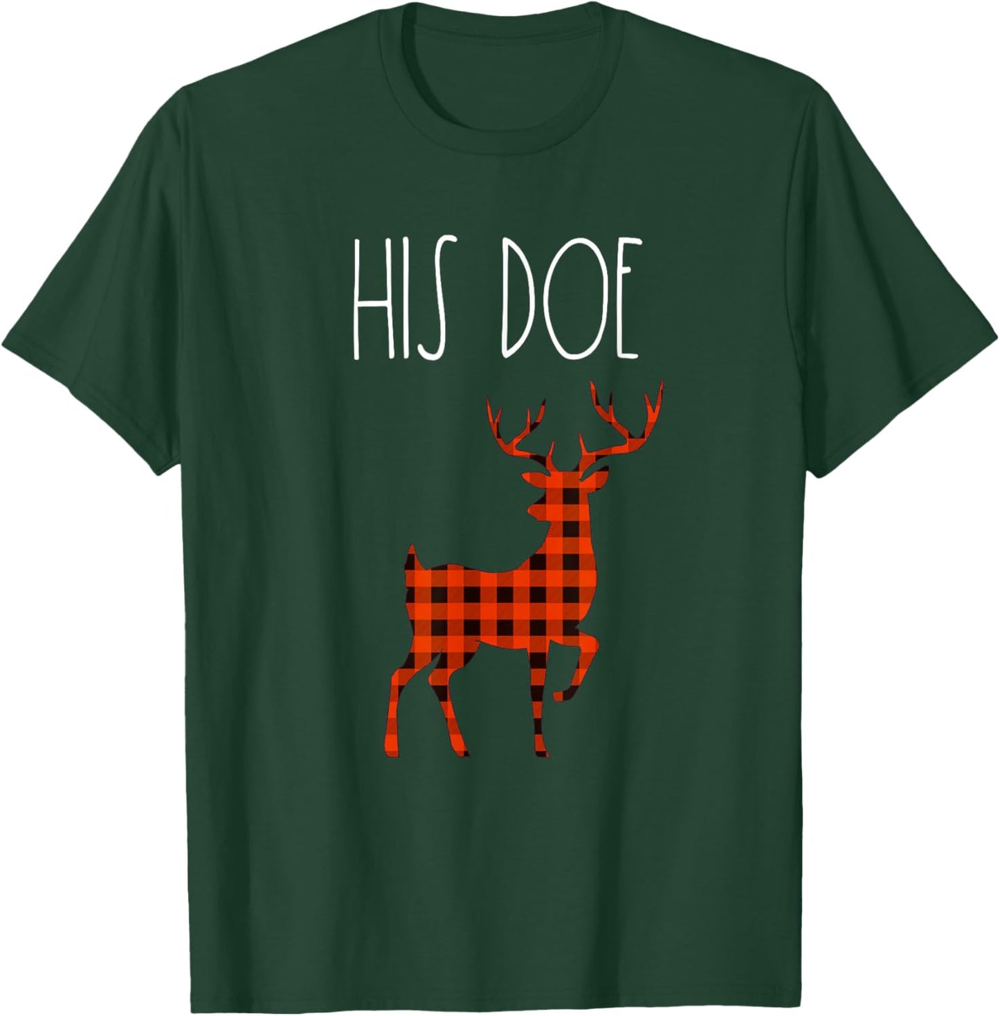 Her Buck His Doe Christmas Couple Shirt Matching Couples T-Shirt - T-Shirt | Forest
