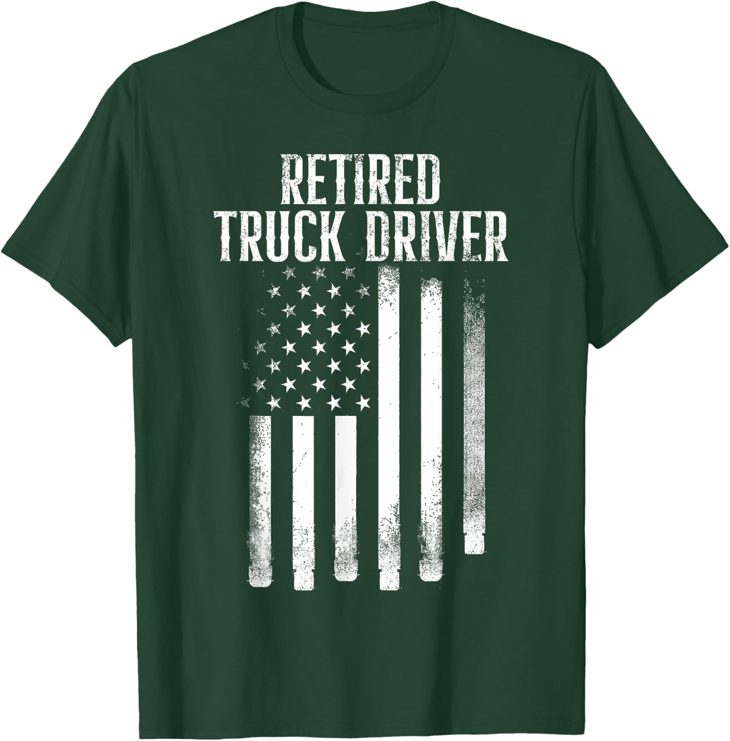Retired Truck Driver US Flag Trucker Retirement Gift T-Shirt - T-Shirt | Forest