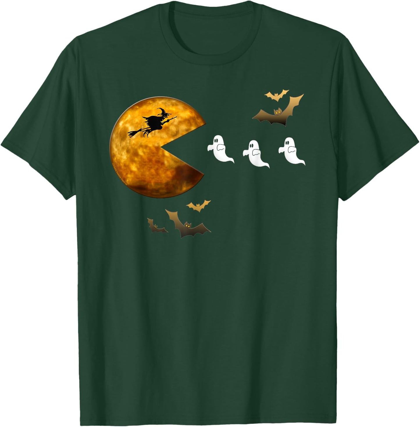 Fun Halloween Full Moon Eating Ghosts - Halloween T-Shirt - T-Shirt | Forest