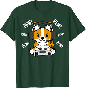 Gamer Corgi Gaming Dog T-Shirt - T-Shirt | Forest