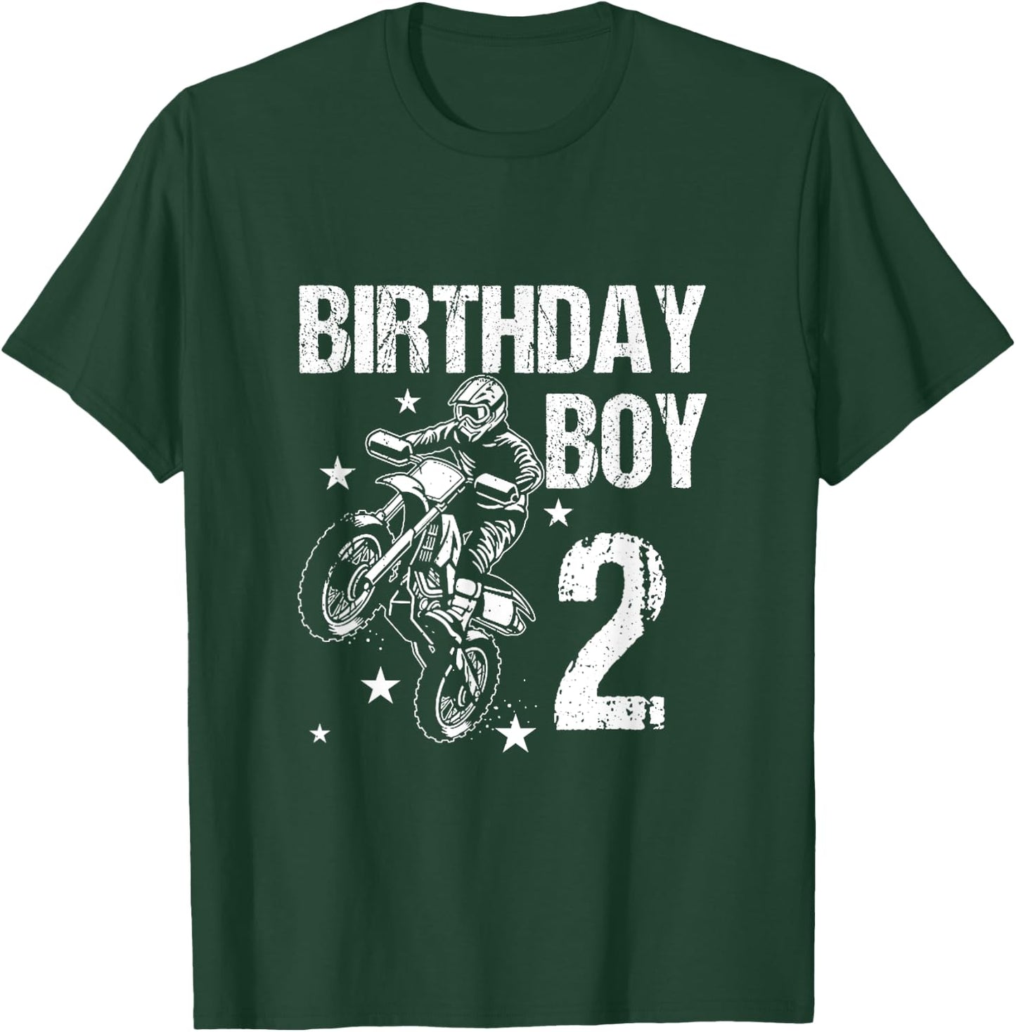 Kids 2 Years old Birthday Shirt 2nd Boy Dirt Bike Motorcycle T-Shirt - T-Shirt | Forest