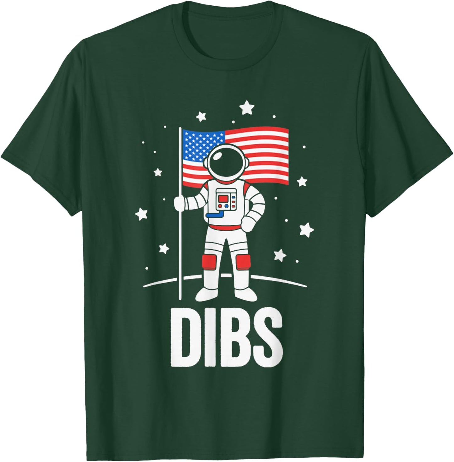 Patriotic Astronaut Claims Dibs on the Moon with an USA Flag T-Shirt - T-Shirt | Forest