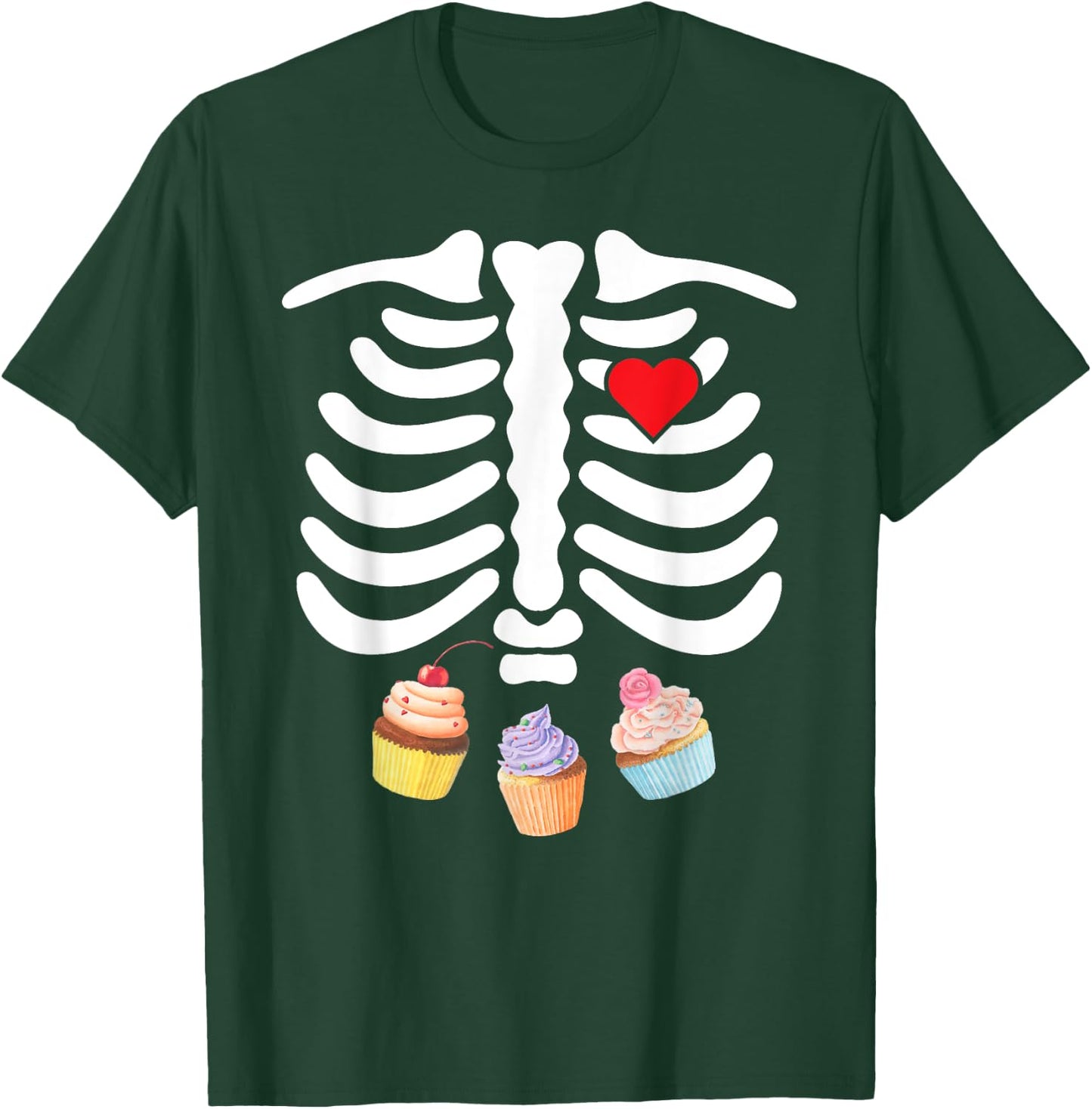 Halloween Skeleton Junk Food Belly Cupcakes T-Shirt - T-Shirt | Forest