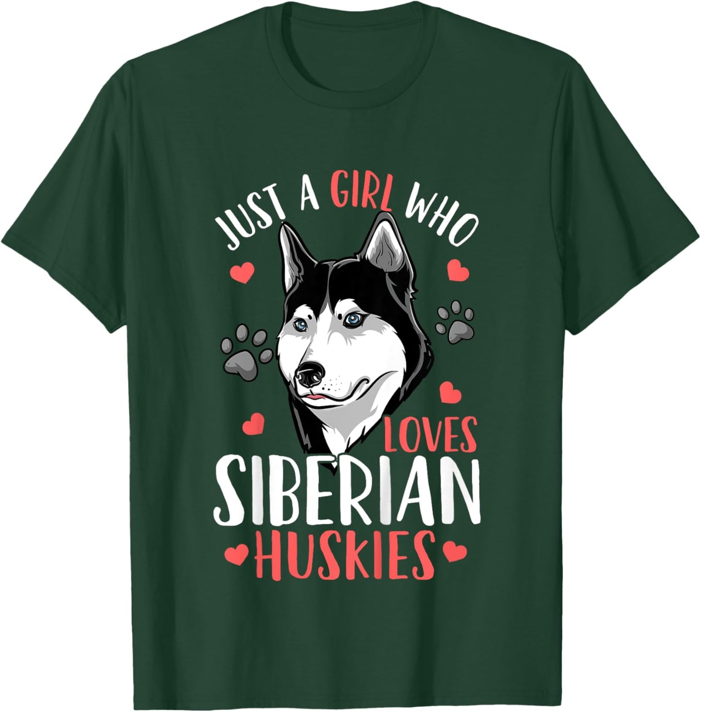 Kids Siberian Husky Just A Girl Who Loves Siberian Huskies Gift T-Shirt - T-Shirt | Forest