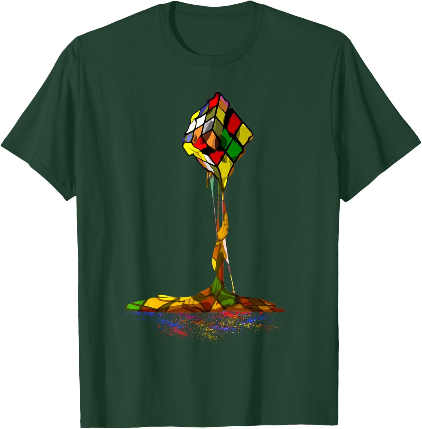 Melting Puzzle Cube Retro Speed Cubing 80's Vintage Toy T-Shirt - T-Shirt | Forest