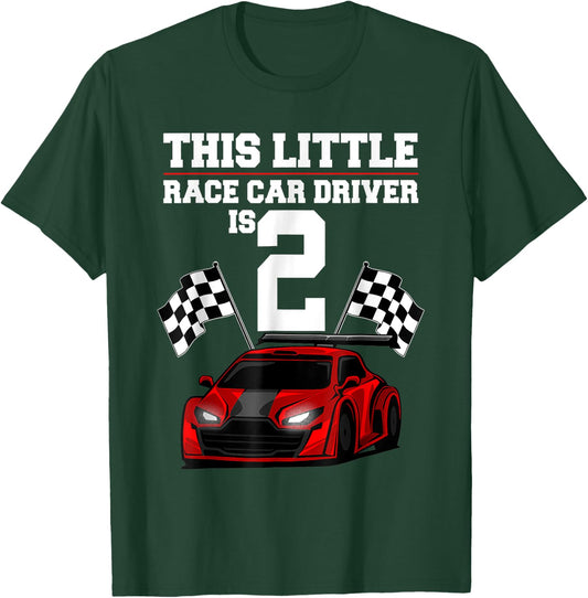 2nd Birthday Gift Boys 2 Years Old Race Car Drivers T-Shirt - T-Shirt | Forest