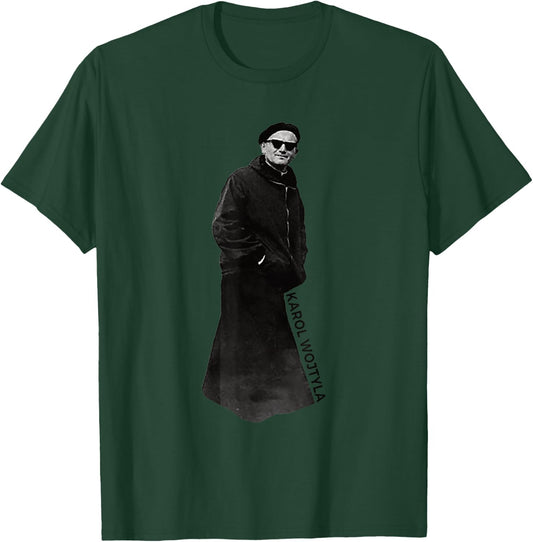 MJ Sacred Art Pope Saint John Paul II with Sunglasses Catholic T-Shirt - T-Shirt | Forest