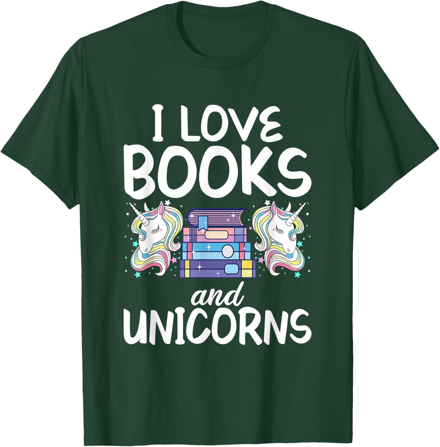 I like Books and Unicorns Reading Girl T-Shirt - T-Shirt | Forest