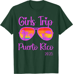 Girls Trip 2025 Puerto Rico Weekend Summer Vacation T-Shirt - T-Shirt | Forest