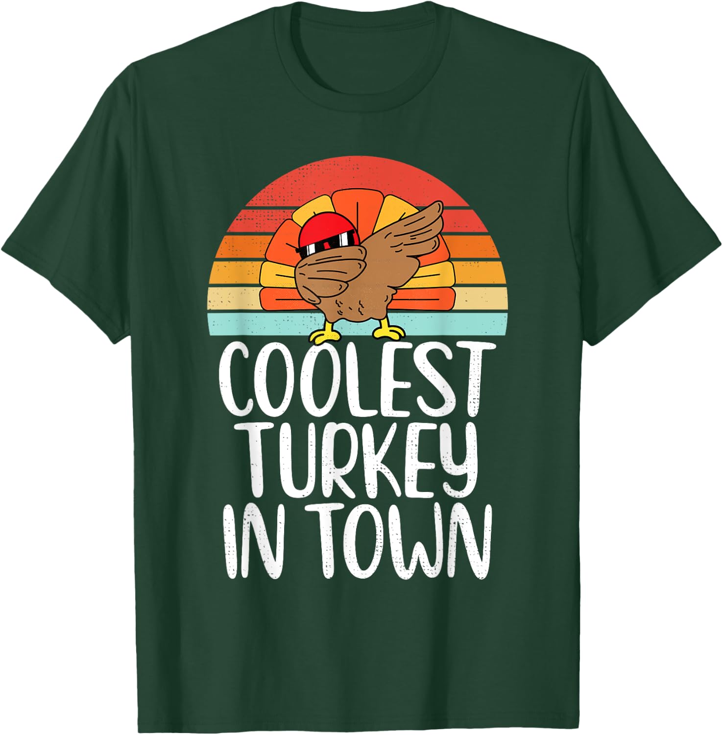 Coolest Turkey In Town Dabbing Turkey Thanksgiving Day Boys T-Shirt - T-Shirt | Forest