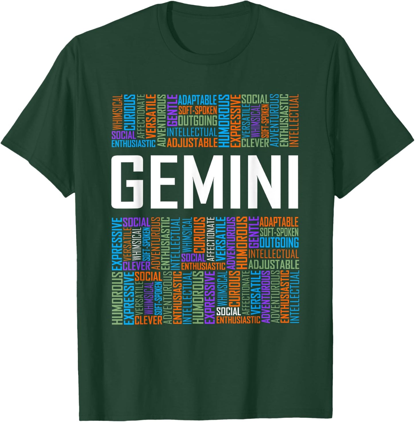 Gemini Zodiac Traits Horoscope Astrology Sign Gift Words T-Shirt - T-Shirt | Forest
