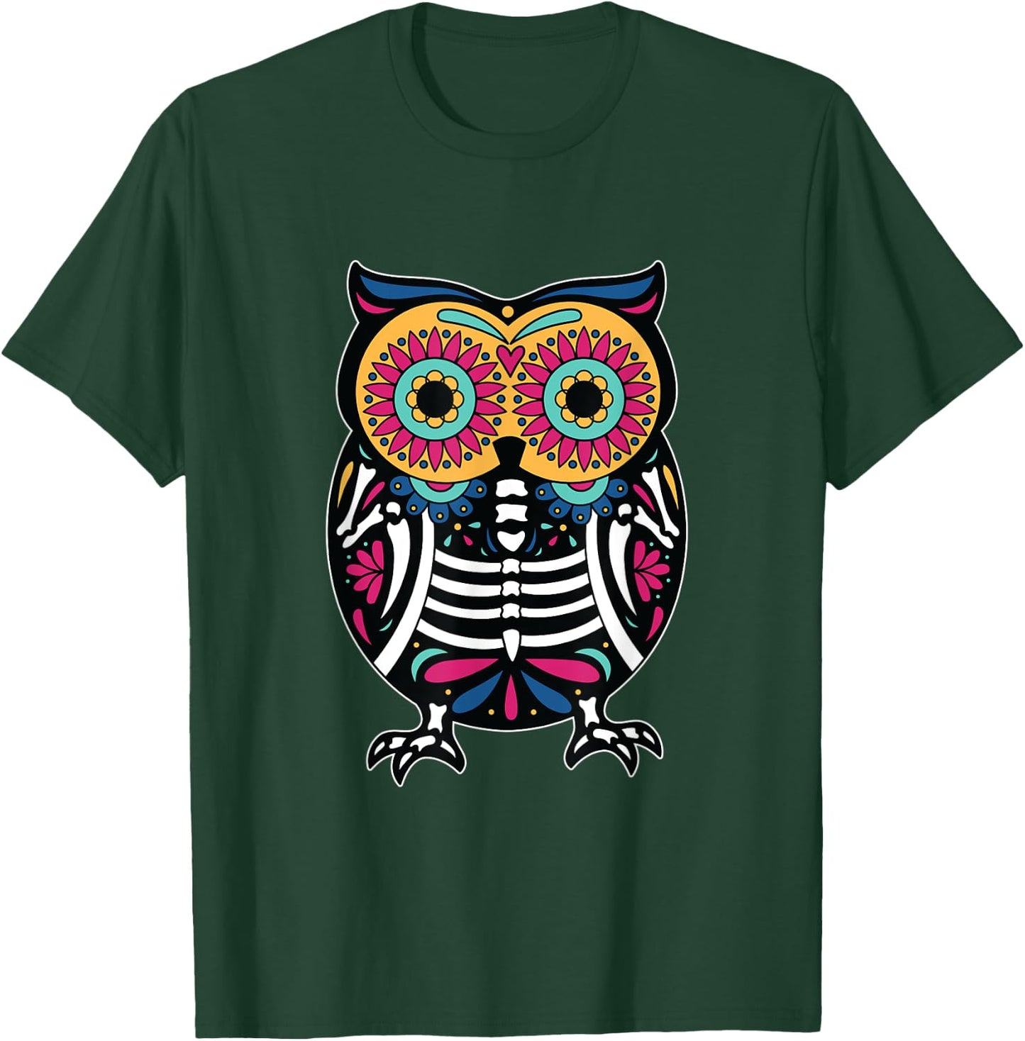 Dia De Los Muertos Owl T Shirt Owl Sugar Skull Owl T-Shirt - T-Shirt | Forest