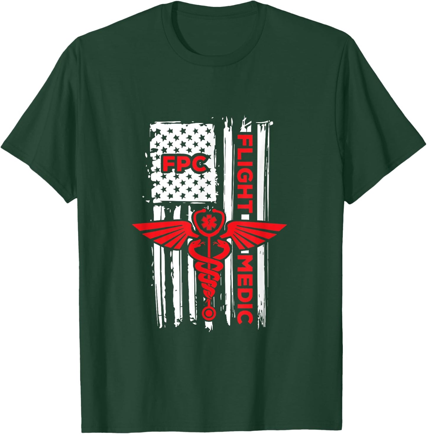 Flight Medic USA American Flag Air Flight Paramedic FP-C T-Shirt - T-Shirt | Forest