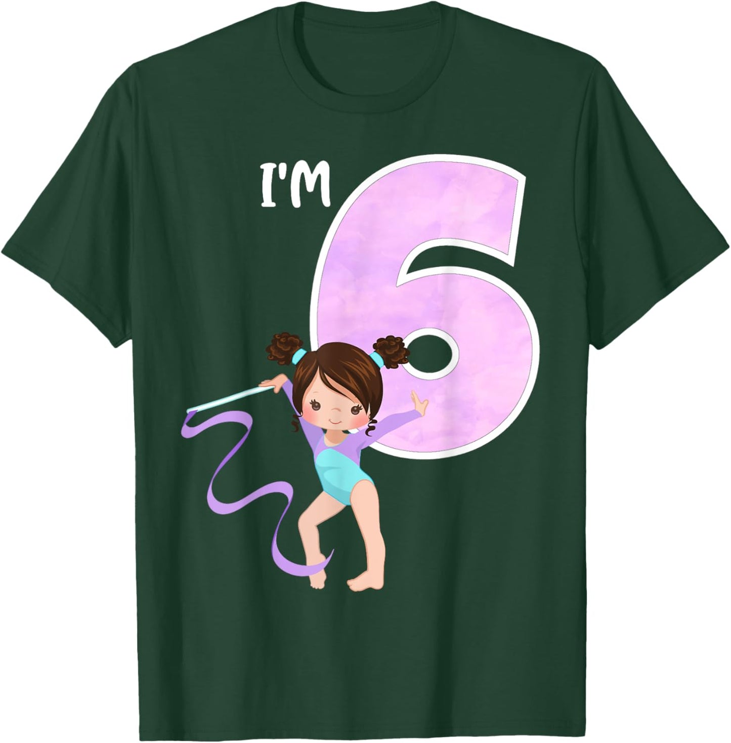 Girl's 6 Year Old Gymnast 6th Birthday Party Gymnastics T-Shirt - T-Shirt | Forest