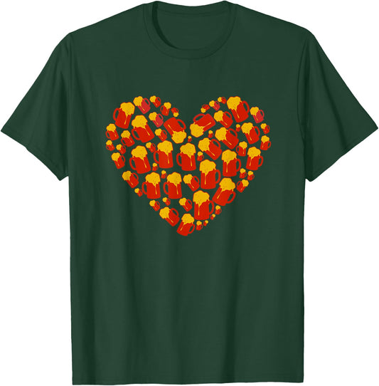 Beer Valentines Day Funny Heart Beer Valentines Day T-Shirt - T-Shirt | Forest