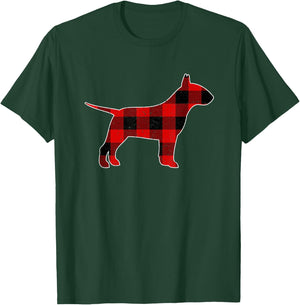 Check Brand For 50, Christmas Plaid Bull terrier Pajama T-Shirt - T-Shirt | Forest