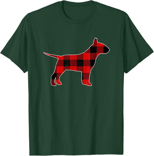 Check Brand For 50, Christmas Plaid Bull terrier Pajama T-Shirt - T-Shirt | Forest