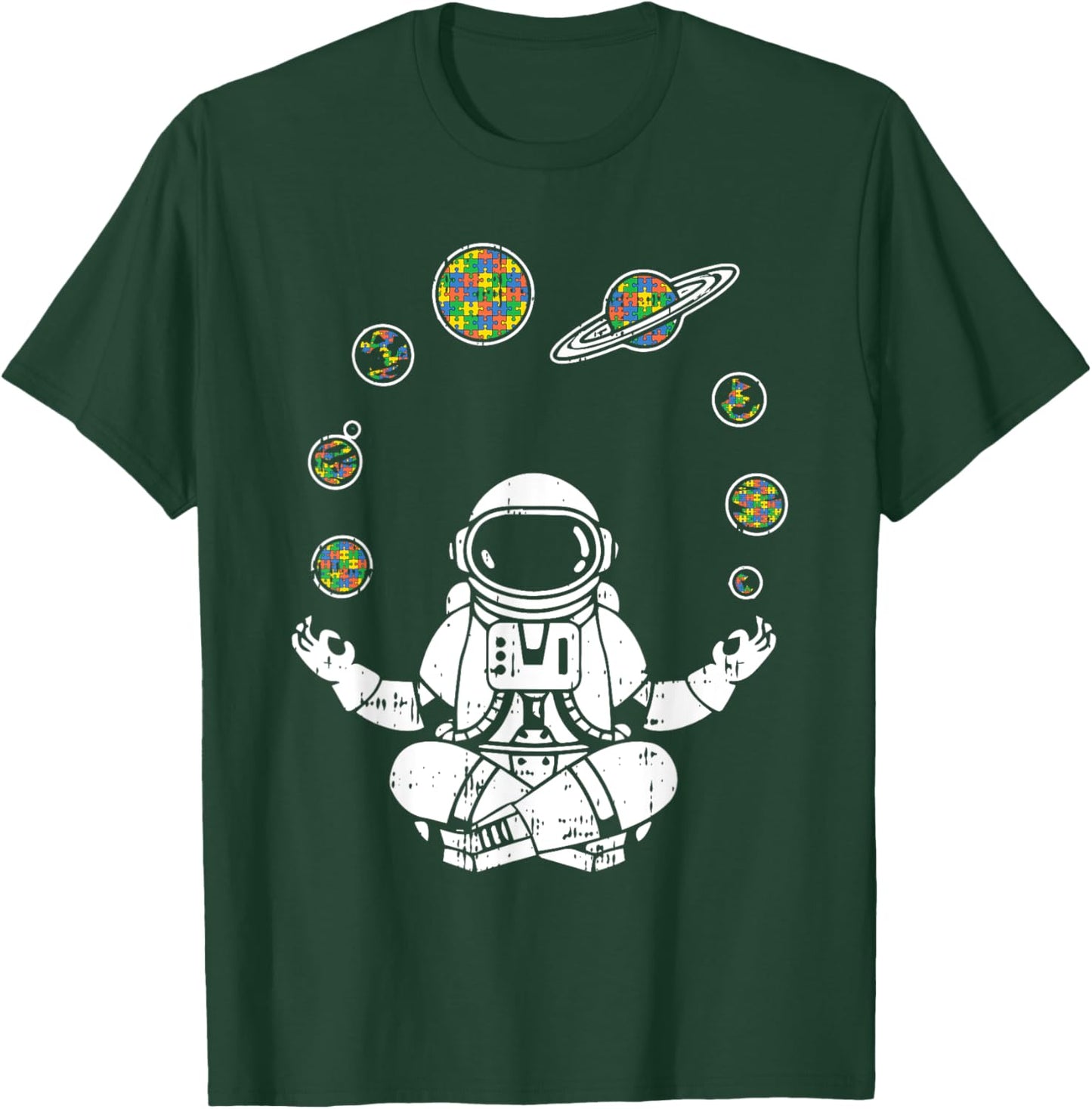 Yoga Astronaut Space Planets Autism Awareness Gifts For Mom T-Shirt - T-Shirt | Forest