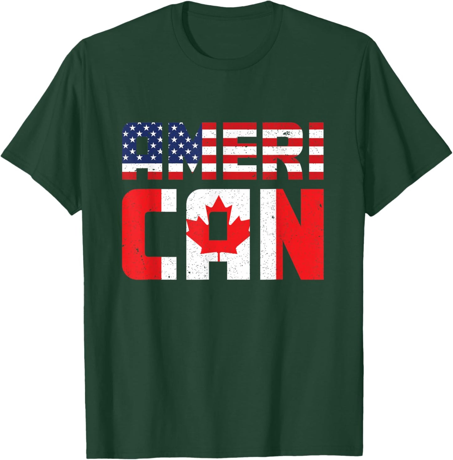 US Flag Canadian American Pride Canadian Flag Canada T-Shirt - T-Shirt | Forest