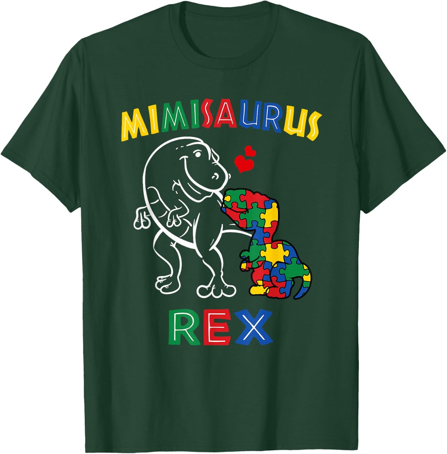 Mimisaurus Autism Awareness Mimi Dinosaur Grandmother Nana T-Shirt - T-Shirt | Forest