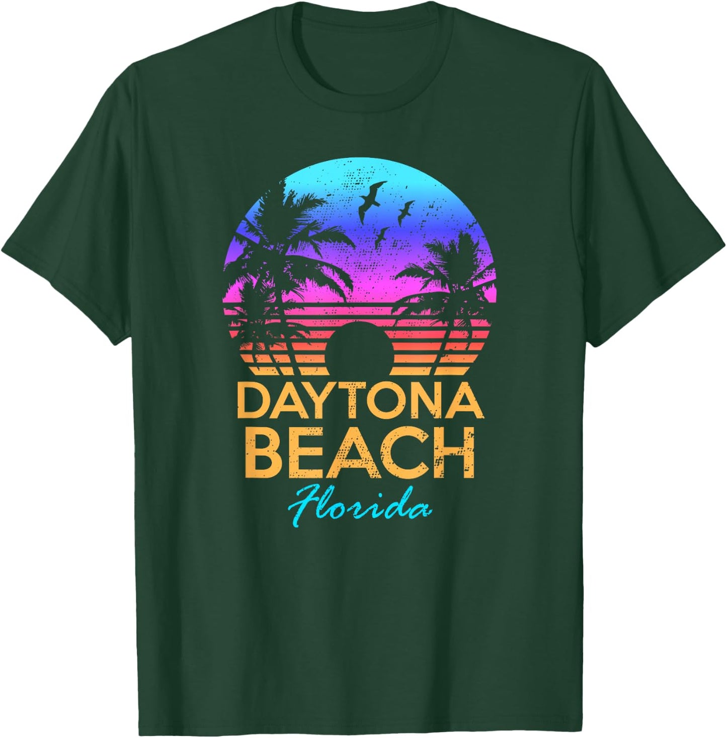 DAYTONA BEACH FLORIDA Vintage Sunset Summer Vibe Graphic Women Girls Kids T-Shirt - T-Shirt | Forest