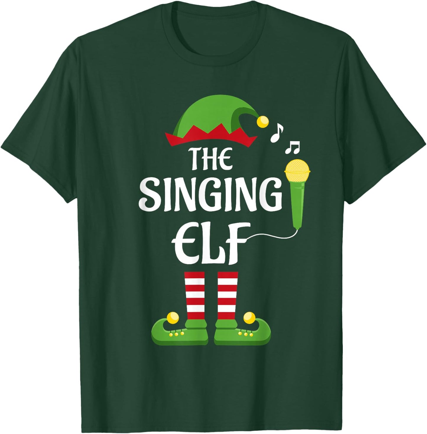 Singing Elf Family Matching Group Christmas Singer T-Shirt - T-Shirt | Forest
