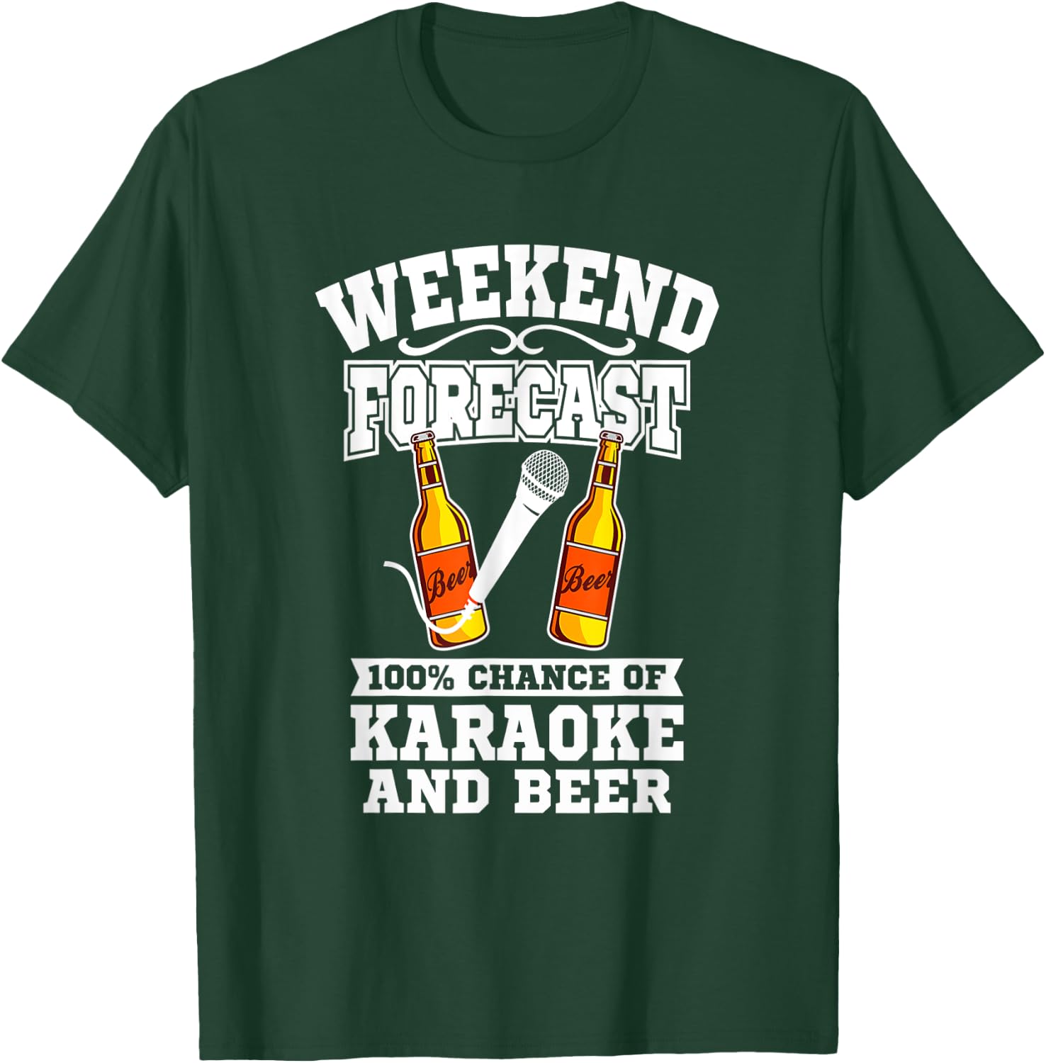Karaoke Beer - Funny Karaoke Weekend Forecast Beer T-Shirt - T-Shirt | Forest