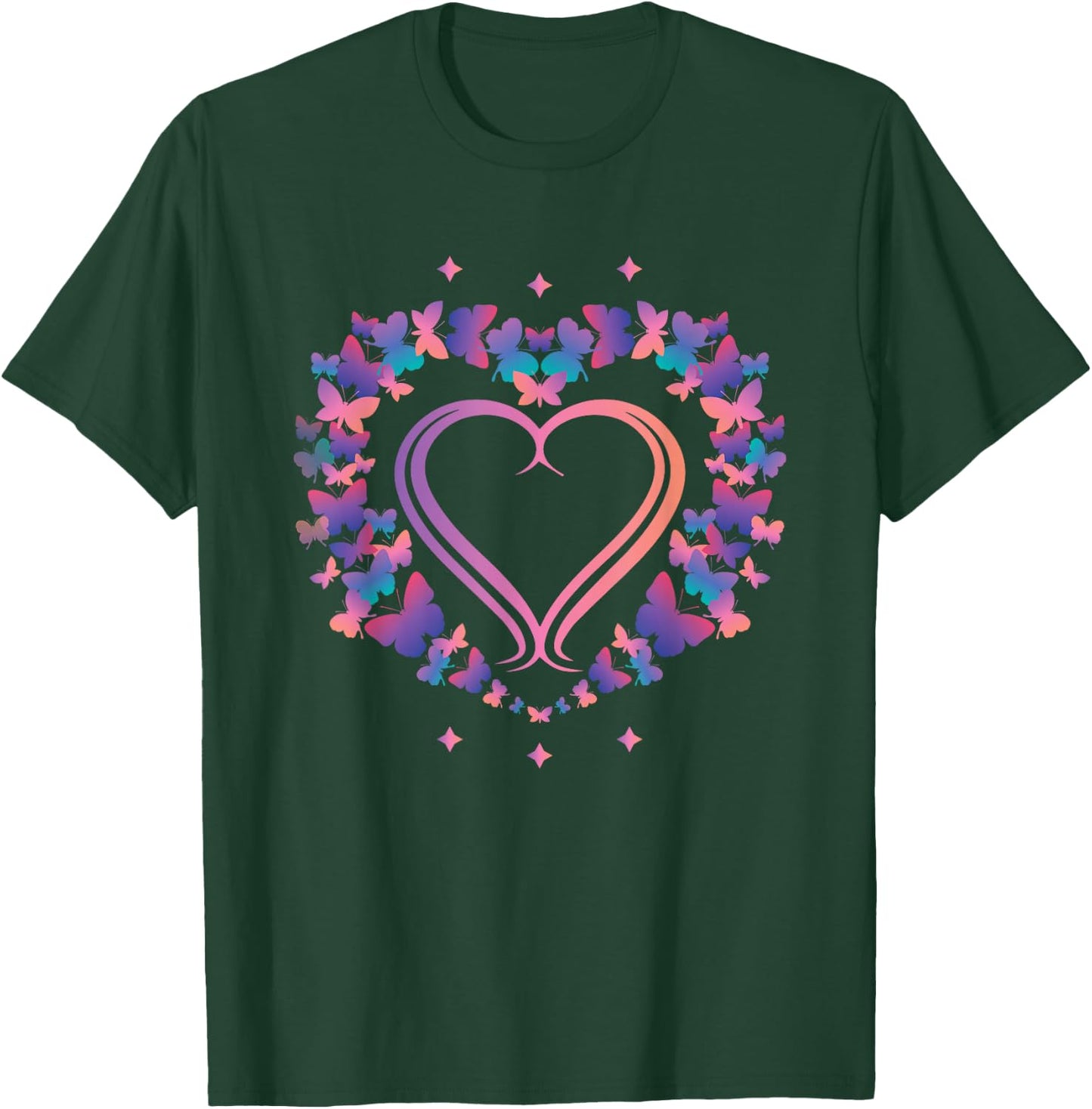 Heart Shaped Butterfly T-Shirt - T-Shirt | Forest