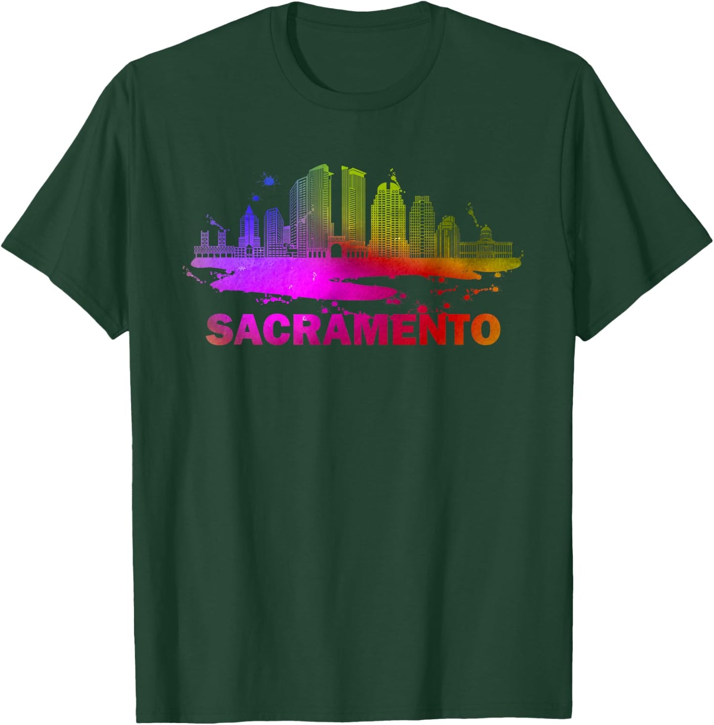 Colorful Sacramento Cityscape Souvenir - Sacramento Skyline T-Shirt - T-Shirt | Forest