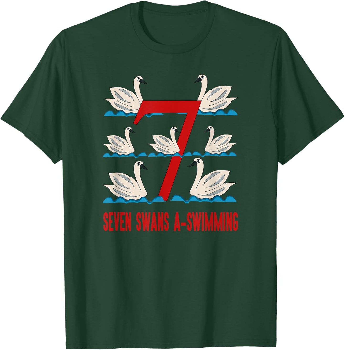 Seven Swans A-Swimming Song 12 Days Christmas T-Shirt - T-Shirt | Forest