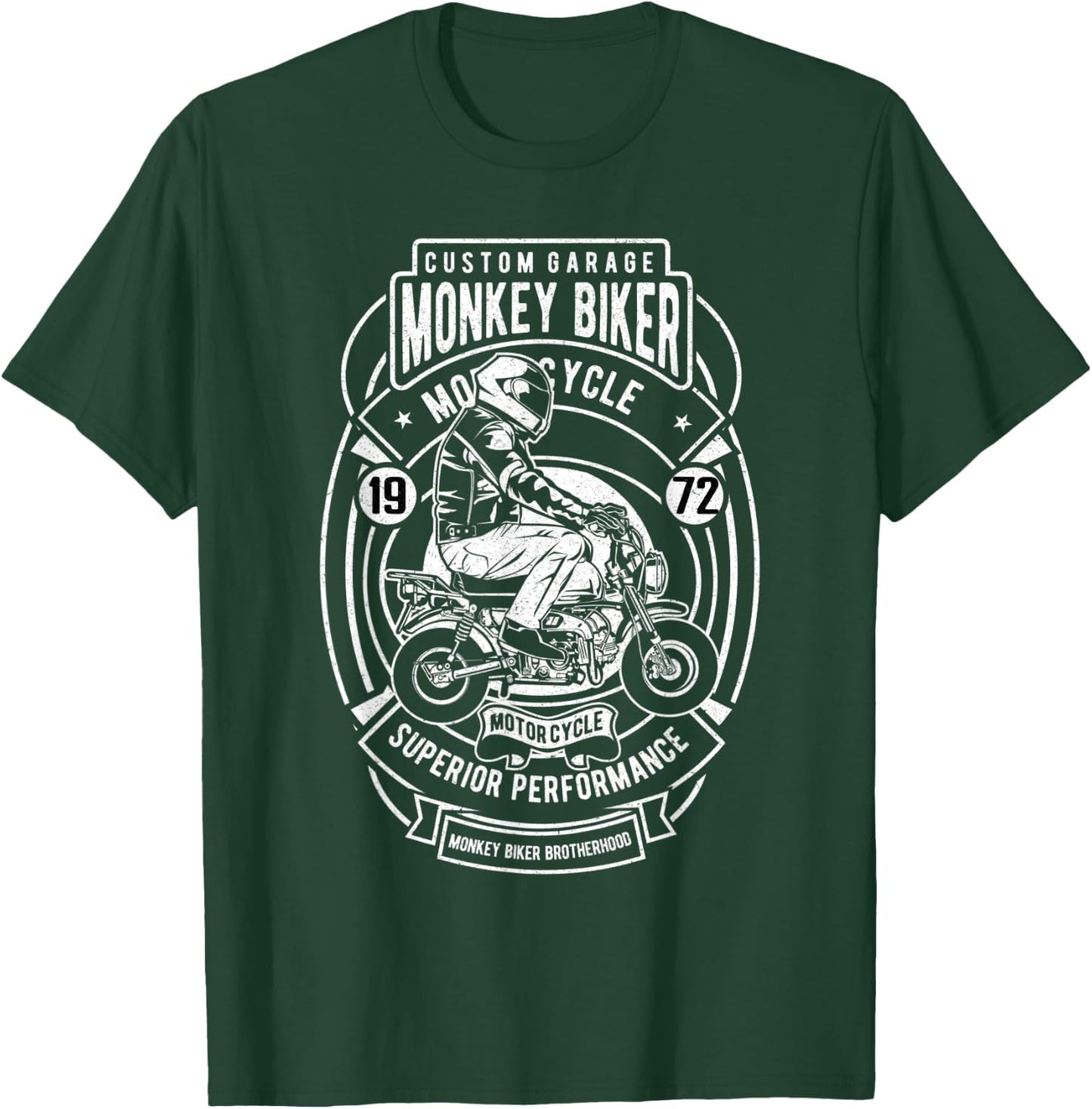 Custom Garage Monkey Biker T-Shirt - T-Shirt | Forest