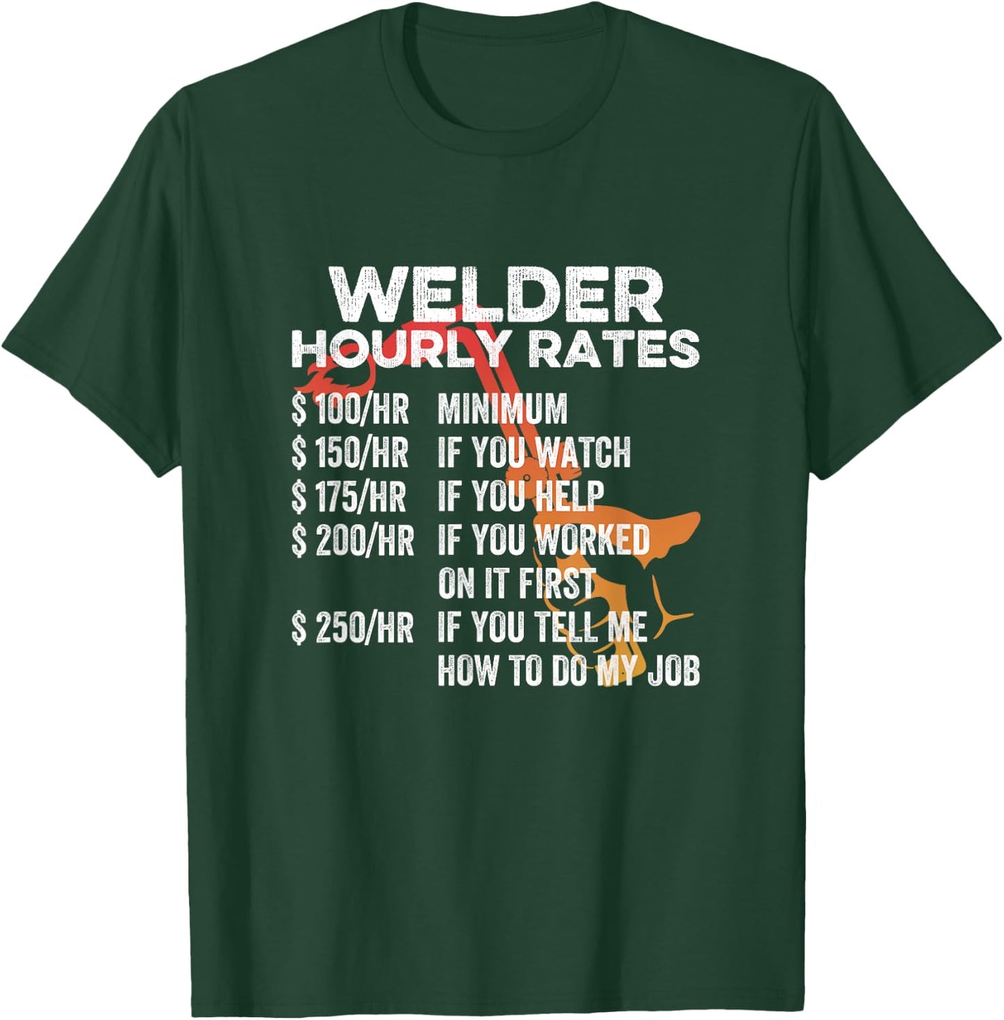 Welder Hourly Rate Funny Welding Machine Operator Novelty T-Shirt - T-Shirt | Forest