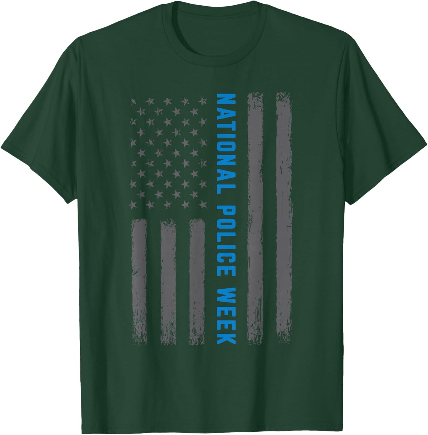 National Police Week 2024 Vintage Police Flag Proud Police T-Shirt - T-Shirt | Forest
