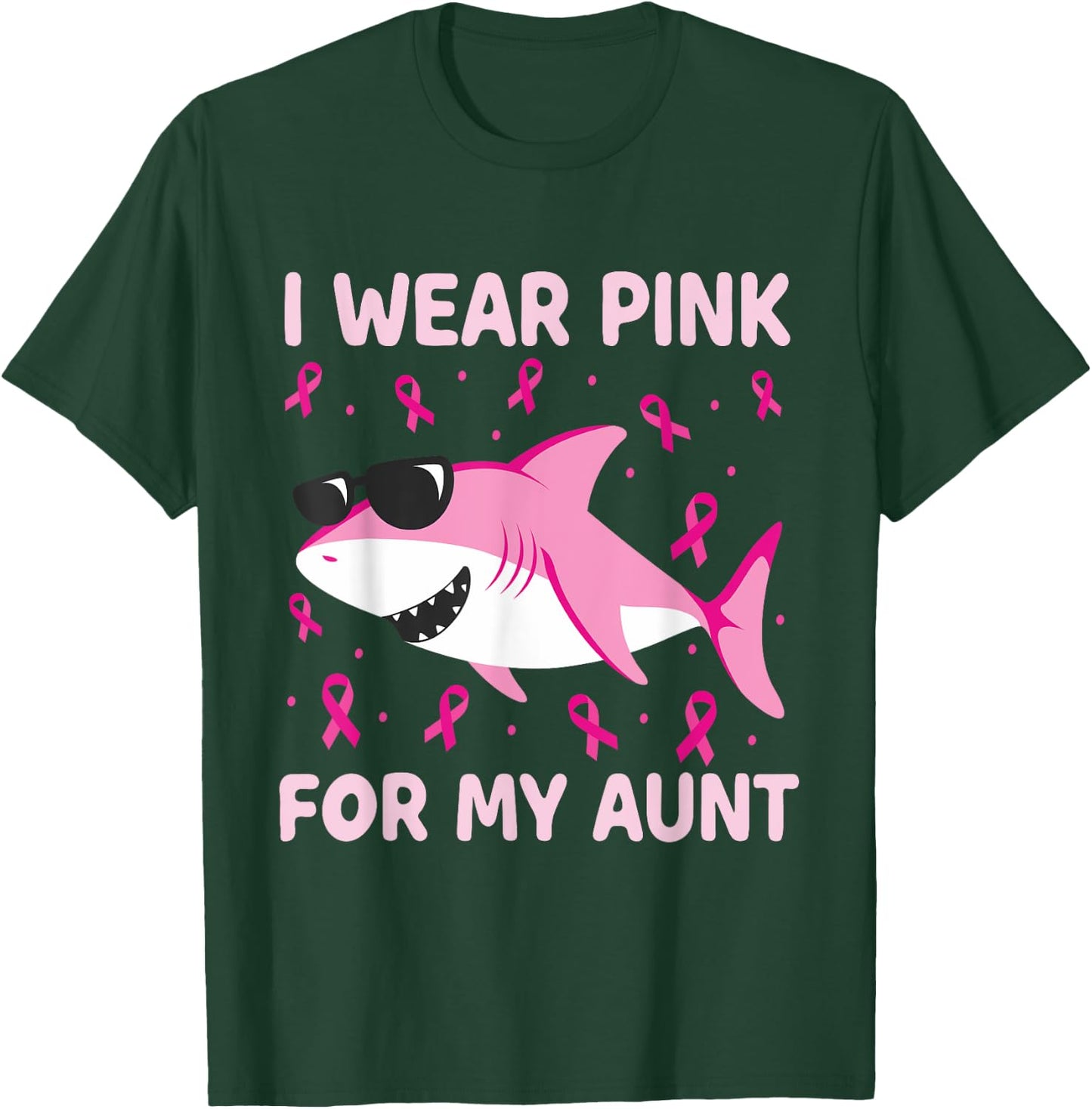 Shark I Wear Pink For My Aunt Breast Cancer Kids Boy T-Shirt - T-Shirt | Forest