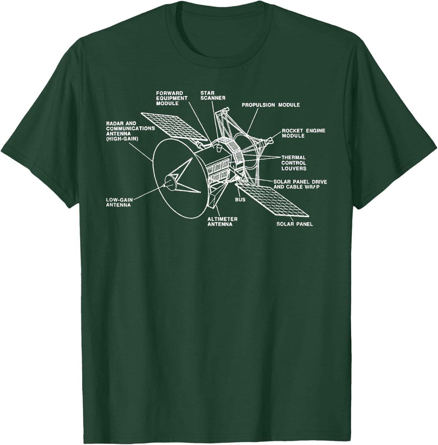 Space Satellite Vintage Retro Diagram Chart Blueprint Gift T-Shirt - T-Shirt | Forest