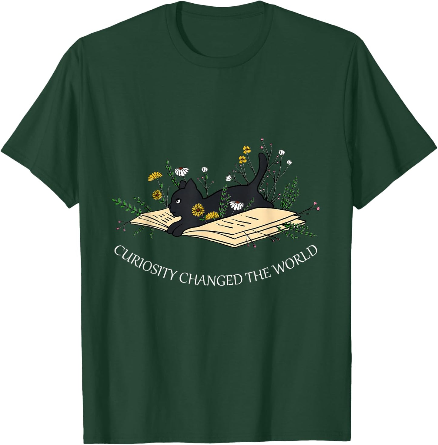 Black Cat Kitten Lover Funny Book Pet Owner Librarian T-Shirt - T-Shirt | Forest