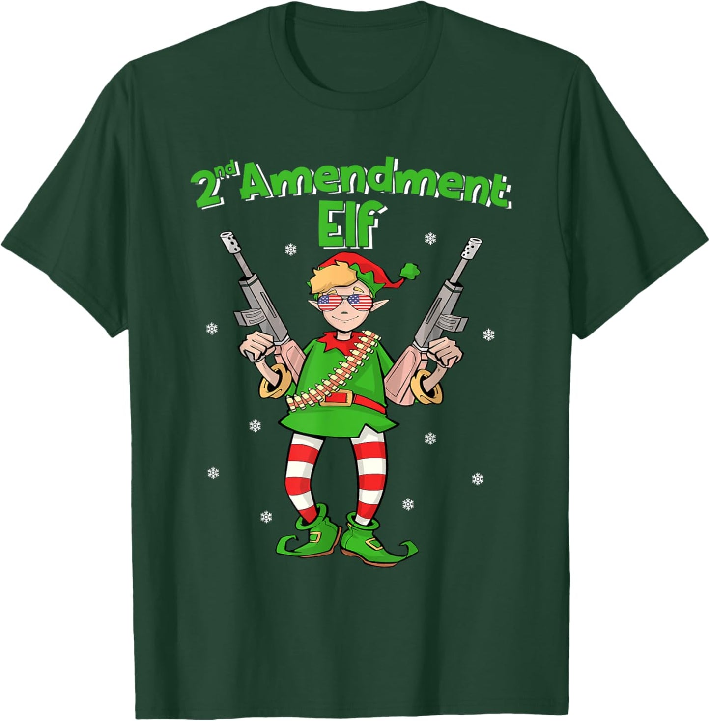 Second Amendment Elf | American Gun Lover Hunter Christmas T-Shirt - T-Shirt | Forest