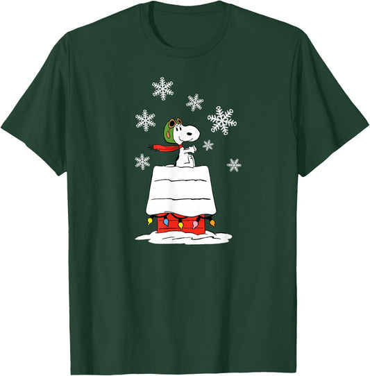Peanuts Snoopy Flying Ace Holiday Dog House T-Shirt - T-Shirt | Forest