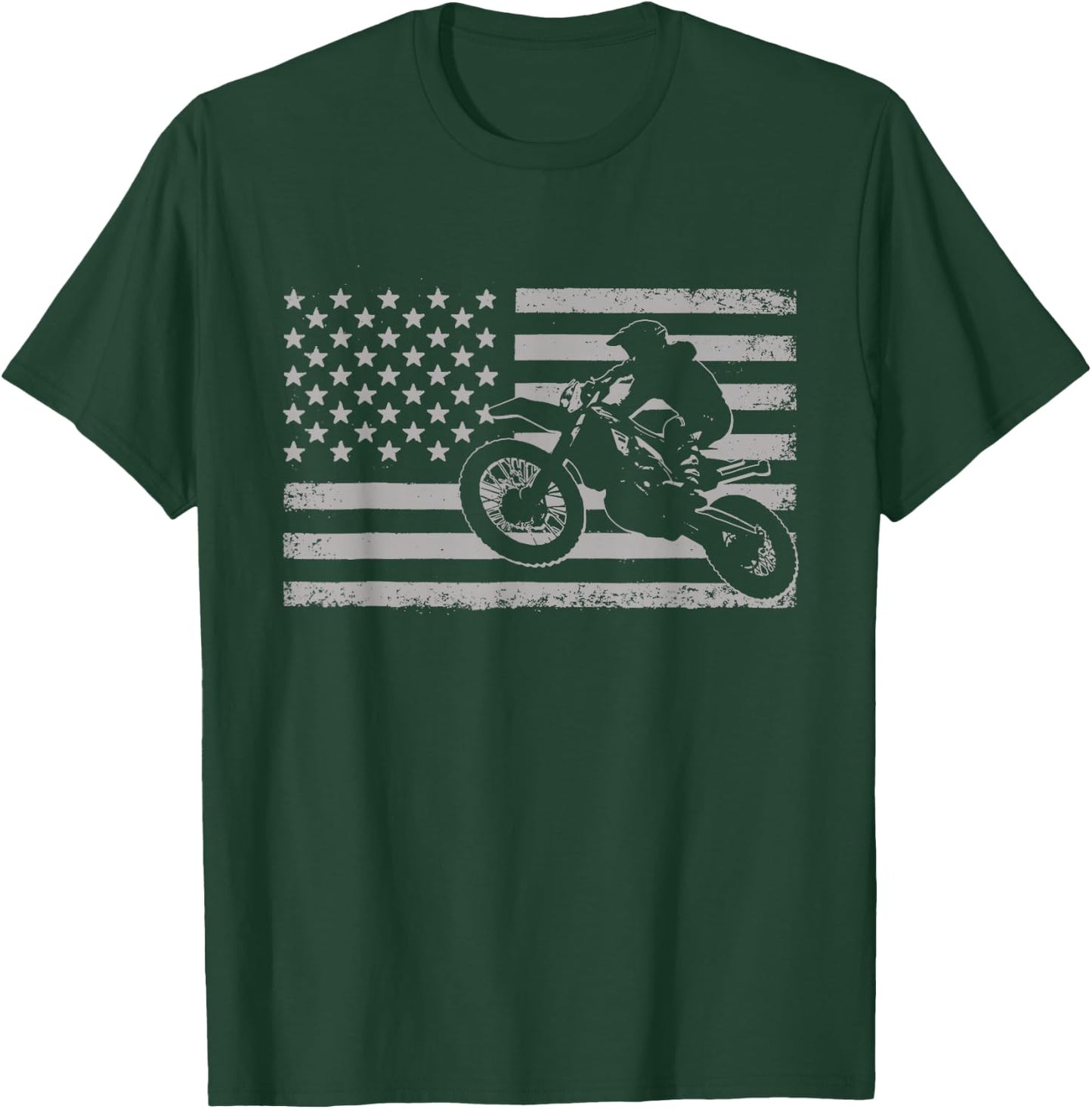 Dirt Bike Rider American Flag Motocross Enduro Men T-Shirt - T-Shirt | Forest